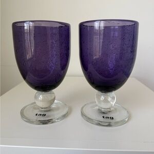 Amethyst Bubble Goblets By Tag LTD Hand-Blown Glass Retired (Set Of Two) NWT